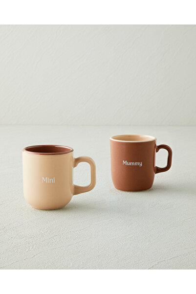 English Home Mini&Mummy Seramik İkili Kupa 150-230 ml Krem-Kahverengi
