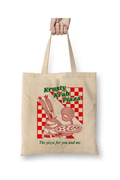 Toyaso Krusty Krab Pizza White Tote Bag Long Handle Shopping Bag Beach Bag