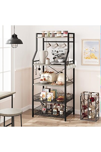 Garvee 5 Tier Kitchen Oven Rack with 2 Large Wire Baskets, Sturdy Microwave S...