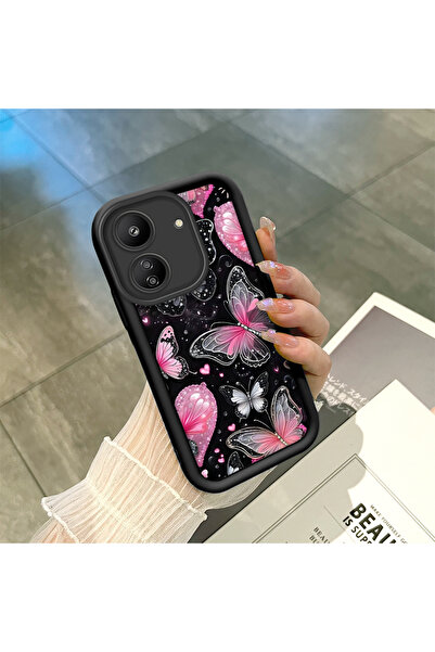 SLIMFELT Redmi 13C 4G Uyumlu Yüksek Kalite Kelebek Çiçek Desenli Kılıf