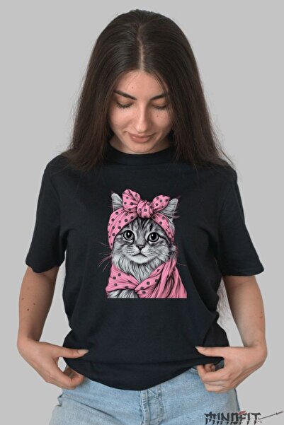 GILDAN Tricou Cu Pisica Gri Cute