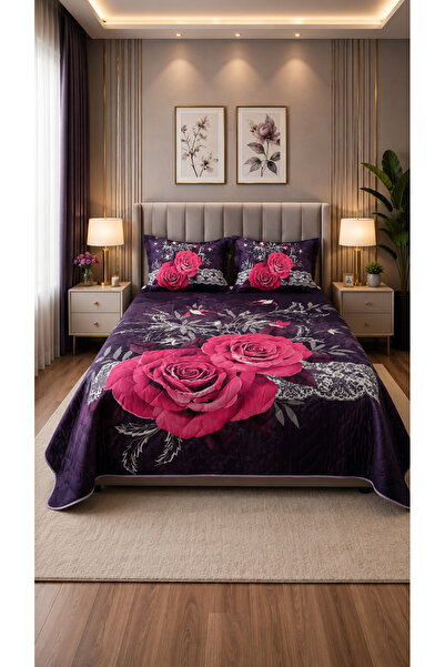 AYBERK HOME TEXTİLE Rose Purple Double Quilted King Size Pique Bedspread 240*...