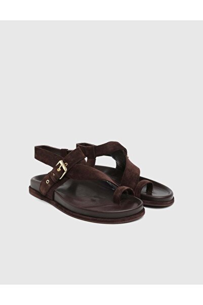 İLVİ Delane Genuine Suede Leather Women's Brown Sandals