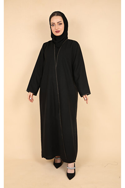 Stylish Fashion Stylish Fashion Wrap Abaya in Black Colour with Embroidery
