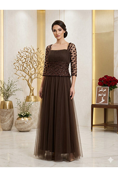 NAWAEIM Luxury Evening Dress in Enchanting Chocolate Brown