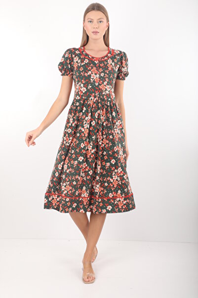 Wild Love Rochie din bumbac modal, cu nasturi în față, cu imprimeu floral, co...