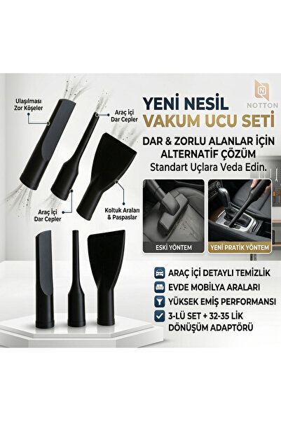 NOTTON Dar Ve Zorlu Alan Süpürge Ucu - Başlık Seti