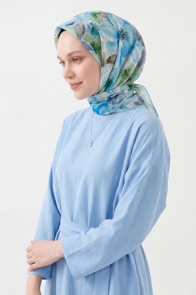 Silk Home Soft Scarf Watercolor Sky Blue 90X90
