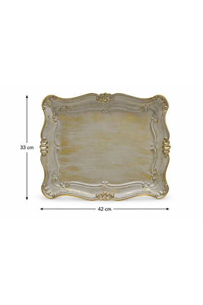 Zucci Home Sultan Vintage Gold Serving Tray |   33X42 cm |   Stylish Decorative Coffee and Tea Presentation Tray