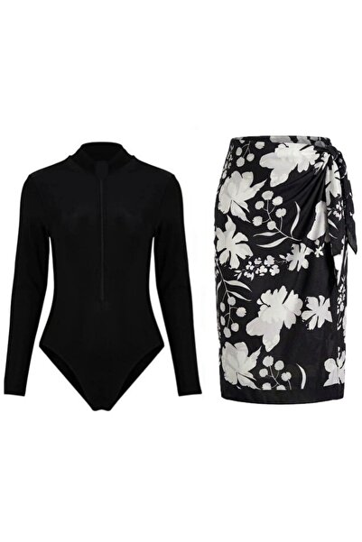 segiza Long Sleeve Zippered Pareo Swimsuit