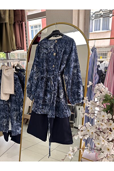 Kağanbutik Çiçek desenli çeketli pantolon takım