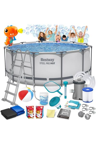 BESTWAY Piscină de grădină cu cadru 366 x 122 cm 18-în-1 56420 + aparat de bu...