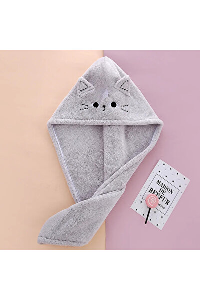 Choice Light Grey Cute Soft Microfiber Towels Shower Cap Towel Bath Hats Dry ...