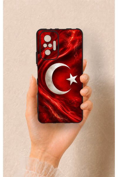 Vip Case حافظة سيليكون متوافقة مع هاتف Redmi Note 10 Pro بنمط العلم التركي