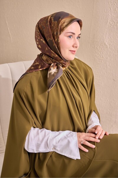 Silk Home Twill İpek Bloom Eşarp Haki 90x90