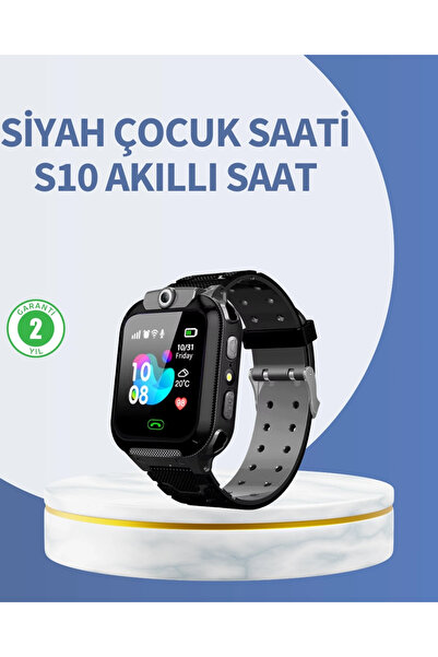 ARMÜZ ساعة S10 الذكية للأطفال باللون الأسود تتبع الموقع الفوري وتاريخ المسار
