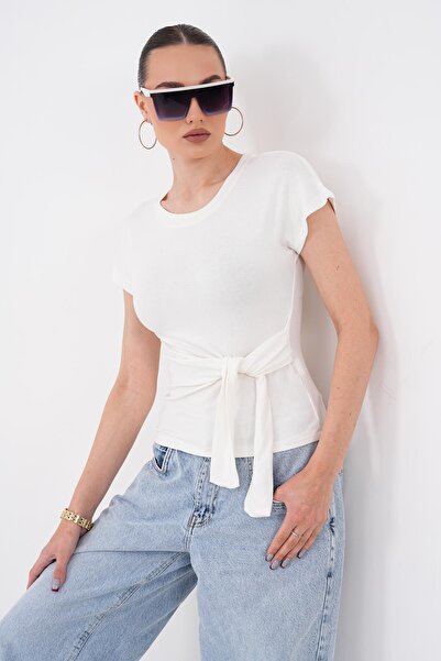 ŞİMAL Women's Side Tie Detailed Short Sleeve Blouse 260565 -