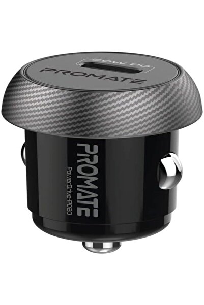Promate شاحن سيارة USB-C، محول شحن سيارة فائق السرعة وصغير الحجم للغاية مع خا...