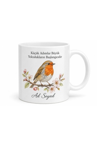 Tupya Gift Robin Themed Special Design Printed Mug Cup Gift Porcelain Mug