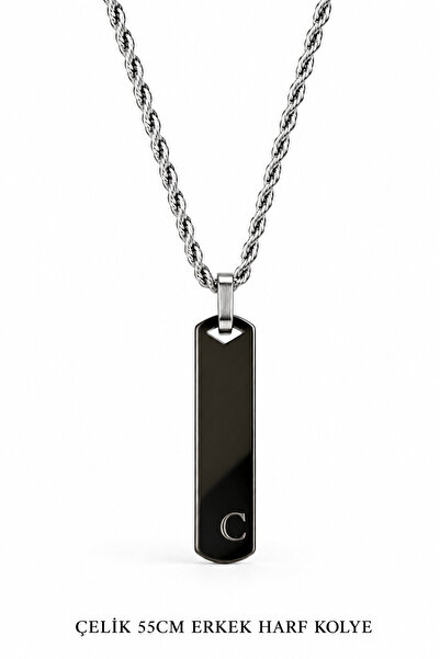 Jack Ferrero Letter C Steel Men's Necklace / 55 cm