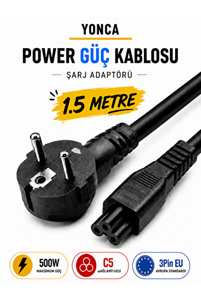 ANKTEK Şarj Adaptörü Yonca Power Kablosu 3 Pin C5 Notebook PC Laptop Güç Kabl...