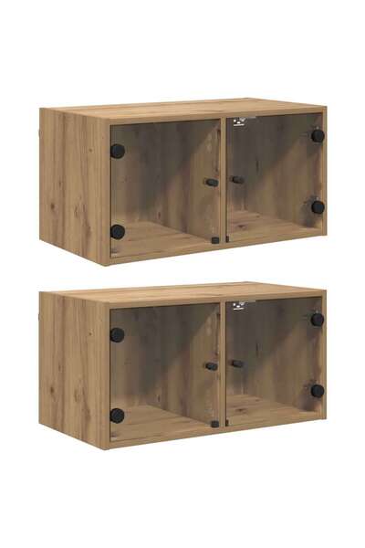 vidaxl Dulapuri de perete 2 pcs Stejar Artizanal 68 x 37 x 35 cm
