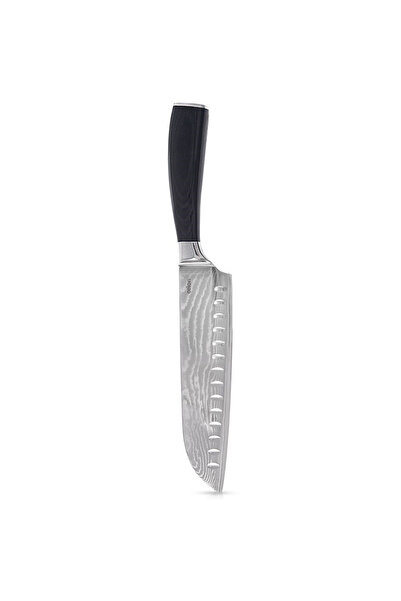 Orion Cuțit Santoku Damasc 31 cm, Mâner din lemn