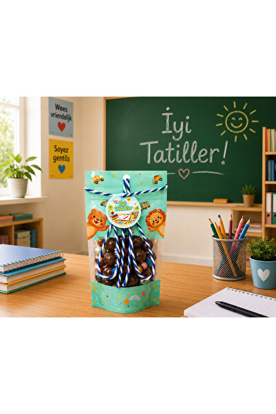 Palifix Set İYİ TATİLLER Tekli Mavi Doypack Hediye Poşeti Şeker Çikolata Pake...