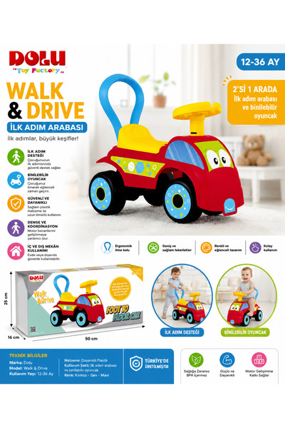 15111 Dolu Walk & Drive İlk Adım ve Binilebilir Çocuk Arabası 12-36 Ay
