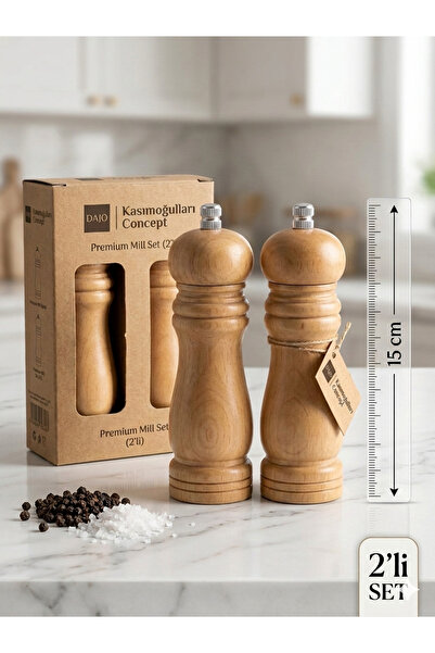 kasımoğulları concept Set of 2 Wooden Salt and Pepper Mills - 15 cm