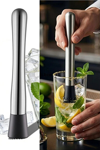 TUMU LIFE Paslanmaz Çelik Buz Kırma Tokmağı 25cm Mojito Kokteyl Tokmağı Meyve...