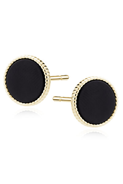 PrimaDonna Cercei Eleganți cu Onix Negru din Argint 925 Placat cu Aur 14K