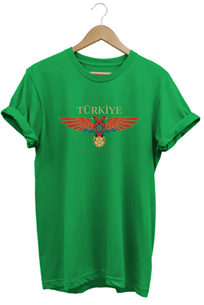 remonz Unisex Turkey Double-Headed Eagle Printed Oversize Crew Neck T-Shirt