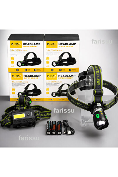 farissu PS-T2210 Süper Parlak 35W 3500 Lümen Şarj Edilebilir Kafa Lambası - T...