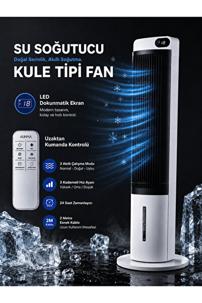 DEANB Sessiz Kule Tipi Hava Soğutucu 40 İnç 70W 3L Su Tanklı LED Dokunmatik E...