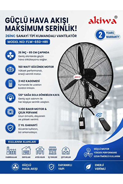 Akiwa Asven 26İNC SANAYİ TİPİ KUMANDALI VANTİLATÖR