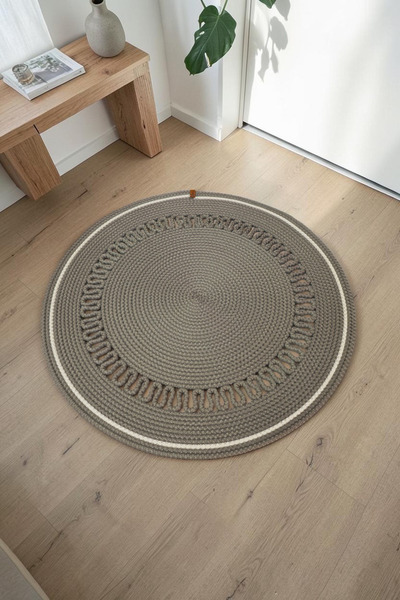 KAAN HOME Covoraș rotund decorativ, lucrat manual, cu model, din răchită de iută