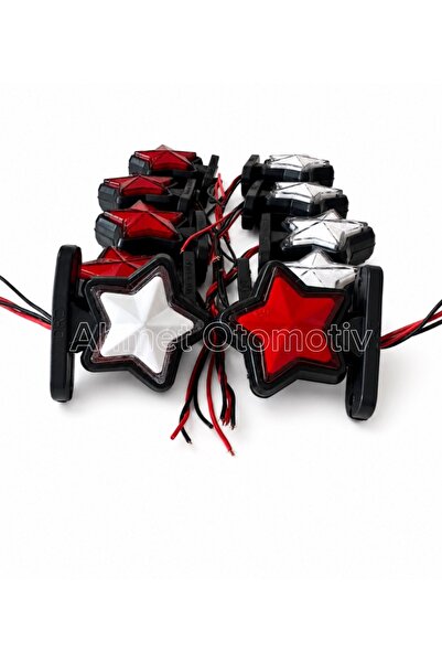 AHMET OTOMOTİV (10 ADET) MİNİ YILDIZ TAKOZ LED LAMBA KIRMIZI-BEYAZ 12VOLT-24VOLT