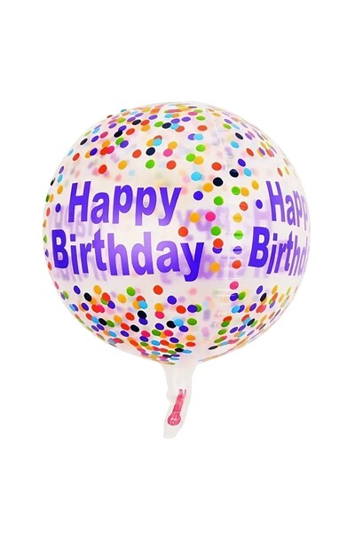 Flippy Balon din Folie Metalizată 4D, Model Happy Birthday cu Bombonele, Mov-...