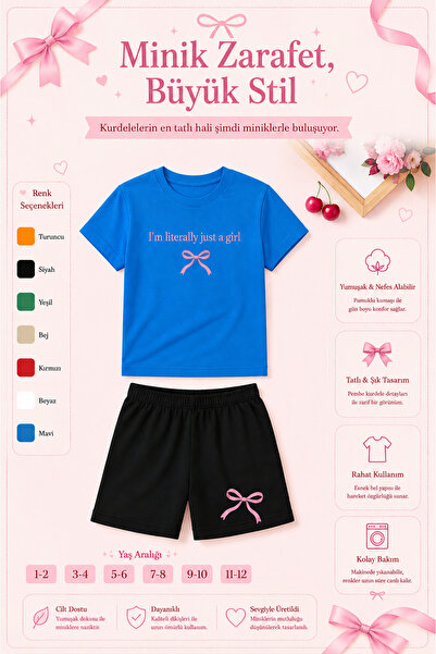 OVERMAX Dječji set sa printom "Just a Girl" – kombinacija majice i šortsa | M...