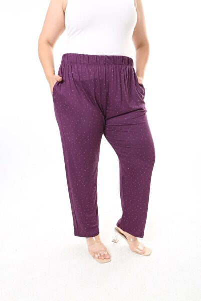 XL Modam Xlmodam Women's Lycra Viscose Silver-Foliated Plus Size Pants