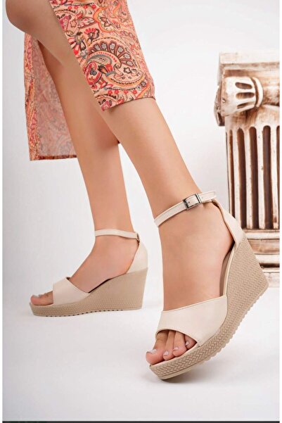 İrem Ayakkabı Single Strap Wedge Heeled Women's Sandals