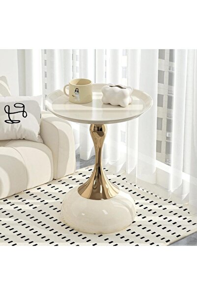 shopandshop طاولة جانبية أنيقة وعصرية - تتميز بتصميم فريد على شكل ساعة رملية،...