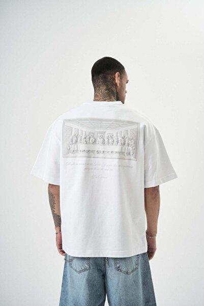 Respire Tricou supradimensionat Da Vinci alb
