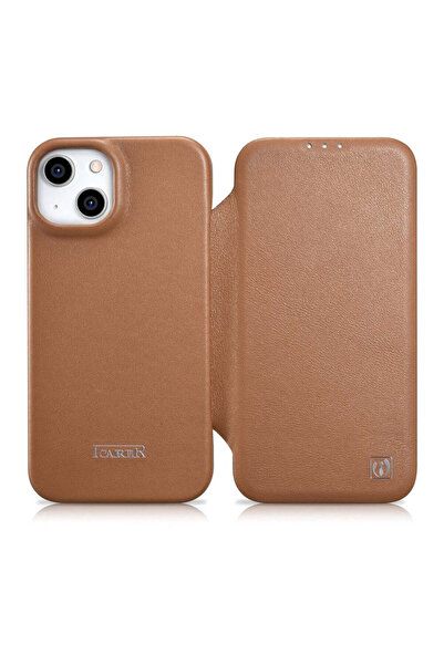 ICARER Husă tip carte CE Premium din piele naturală pentru iPhone 14 Plus, co...