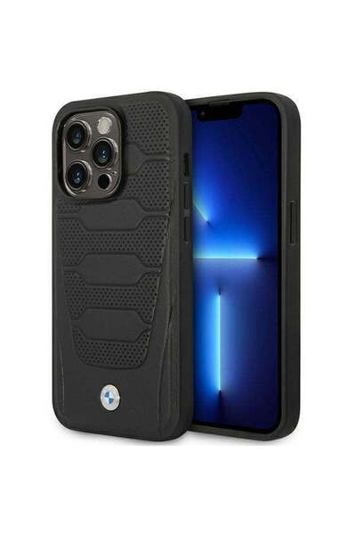 BMW Husă BMHMP14L22RPSK pentru iPhone 14 Pro 6.1 ", negru, cu model tip piele...