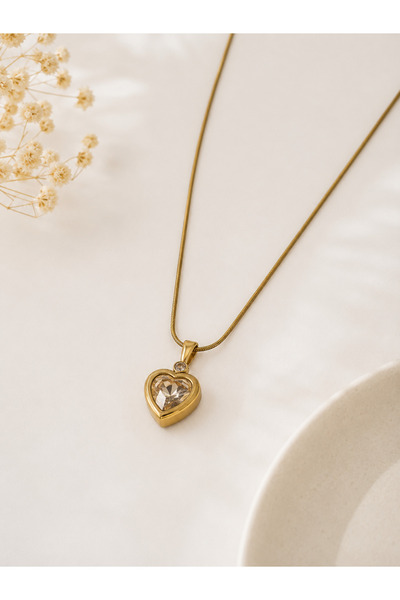 Archhazel Jewelery Archhazel Jewelry Goldi Heart Stone Steel Necklace