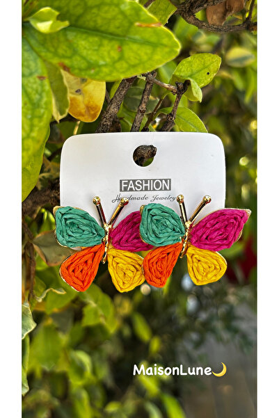 MODA Colorful Straw Butterfly Earrings