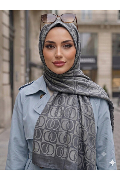 Nazellaa Halka Desen Naina Shiny Cotton Shawl - Smoked