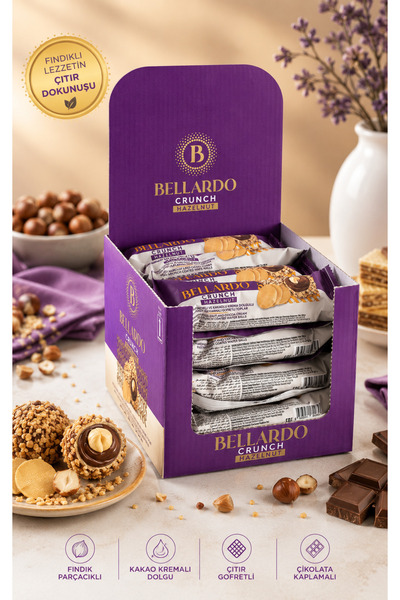 BELLARDO Crunch Hazelnut Fındıklı Gofret Toplar 30 g x 16 Adet